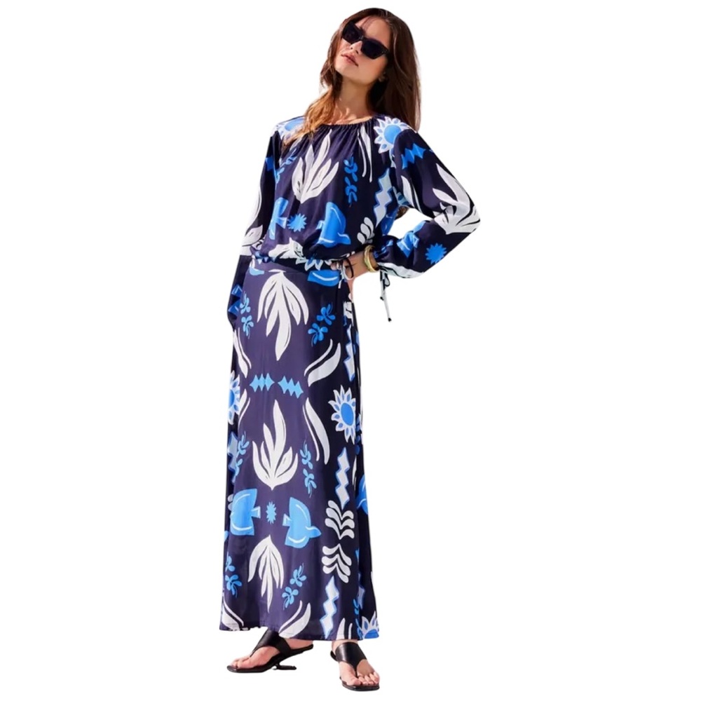 Fifteen Twenty- Lexi Palm Print Two Piece Set Top Medium Bottoms Small